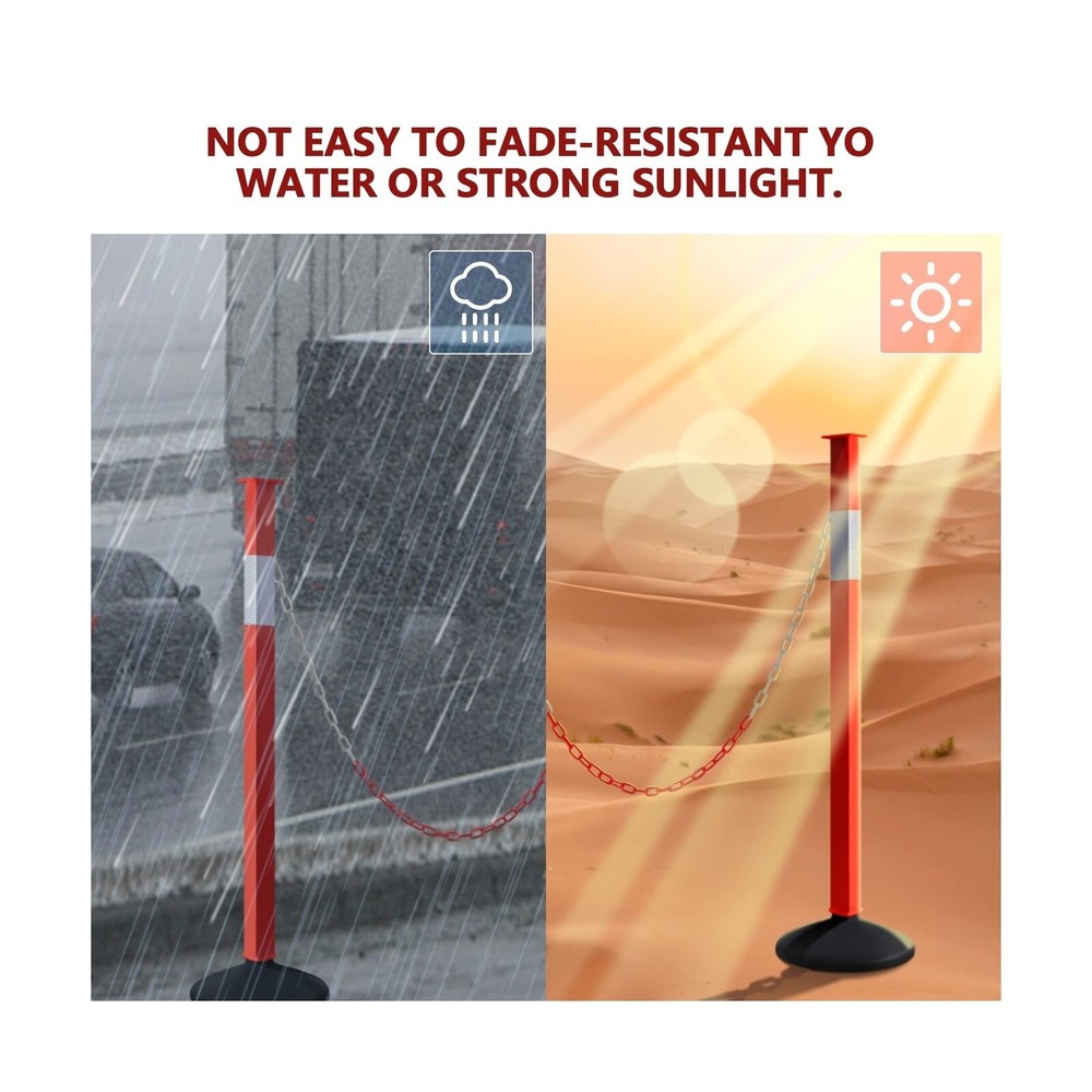 4 Pack Traffic Delineator Post Cones with Weighted Base & Reflective Collars,...