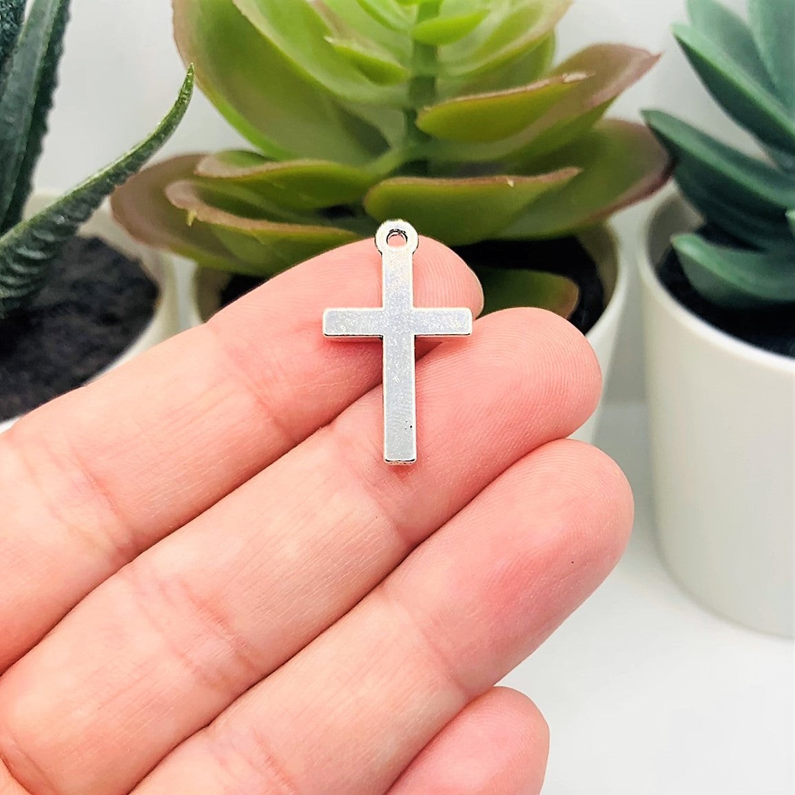 Silver Simple Cross Charms, 24x14mm - US Seller