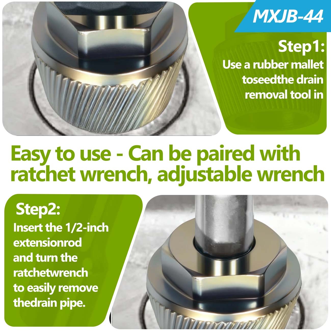 1.5'' Tub Drain Extractor with 1/2'' Socket Bathtub Remover Colourful Galvanized