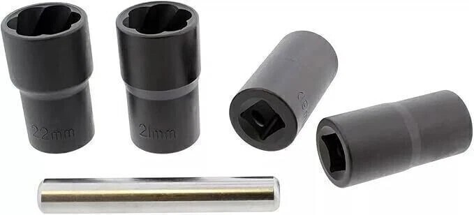 5pc Wheel Lock Removal Kit, Locking Lug Nut Removal Tool - 17MM,19MM, 21MM, 22MM