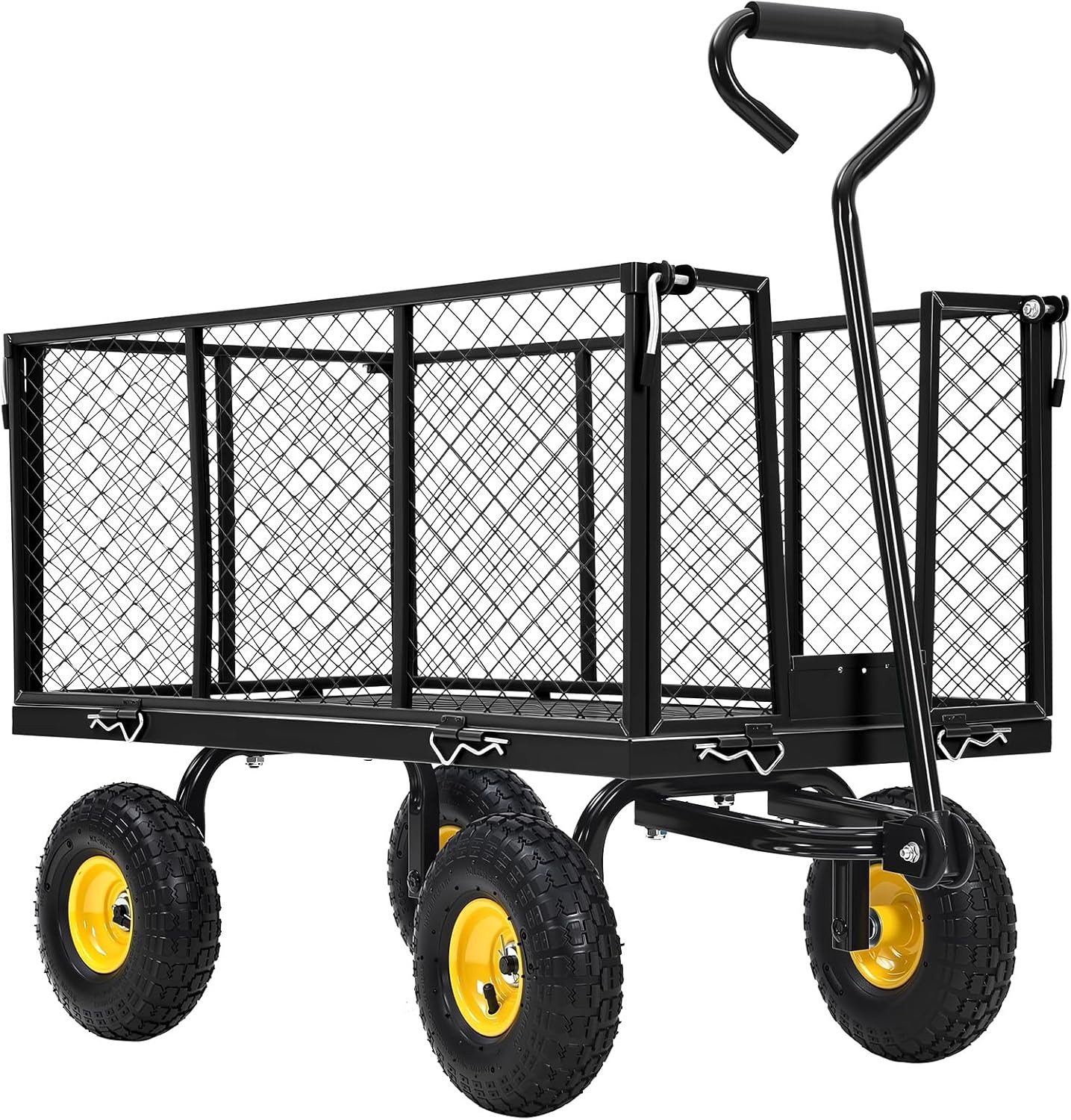 Garden Cart 1100LBS Heavy Duty Steel Yard Garden Wagon with Removable Sides