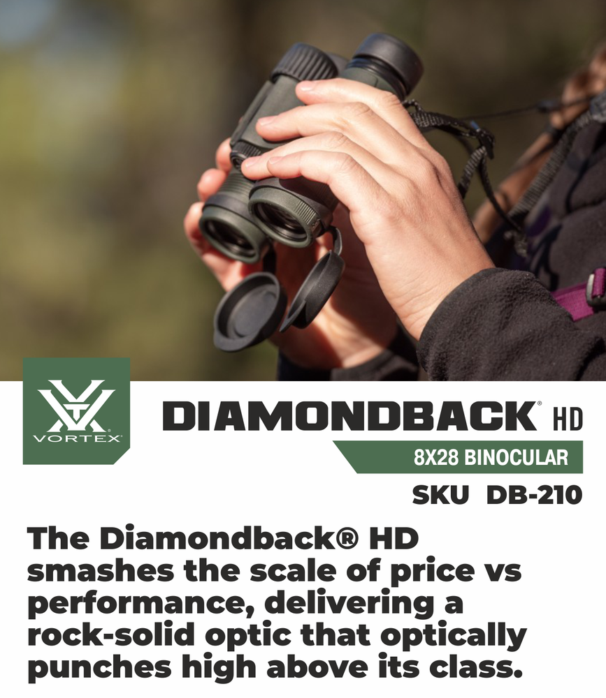 Vortex Optics Diamondback HD 8x28 Binocular with Free Camo Digital Hat Bundle