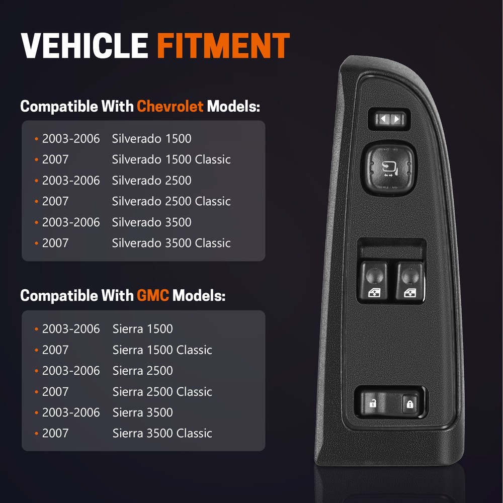 15883322 Master Power Window Switch Front Driver Side For Chevy Silverado GMC