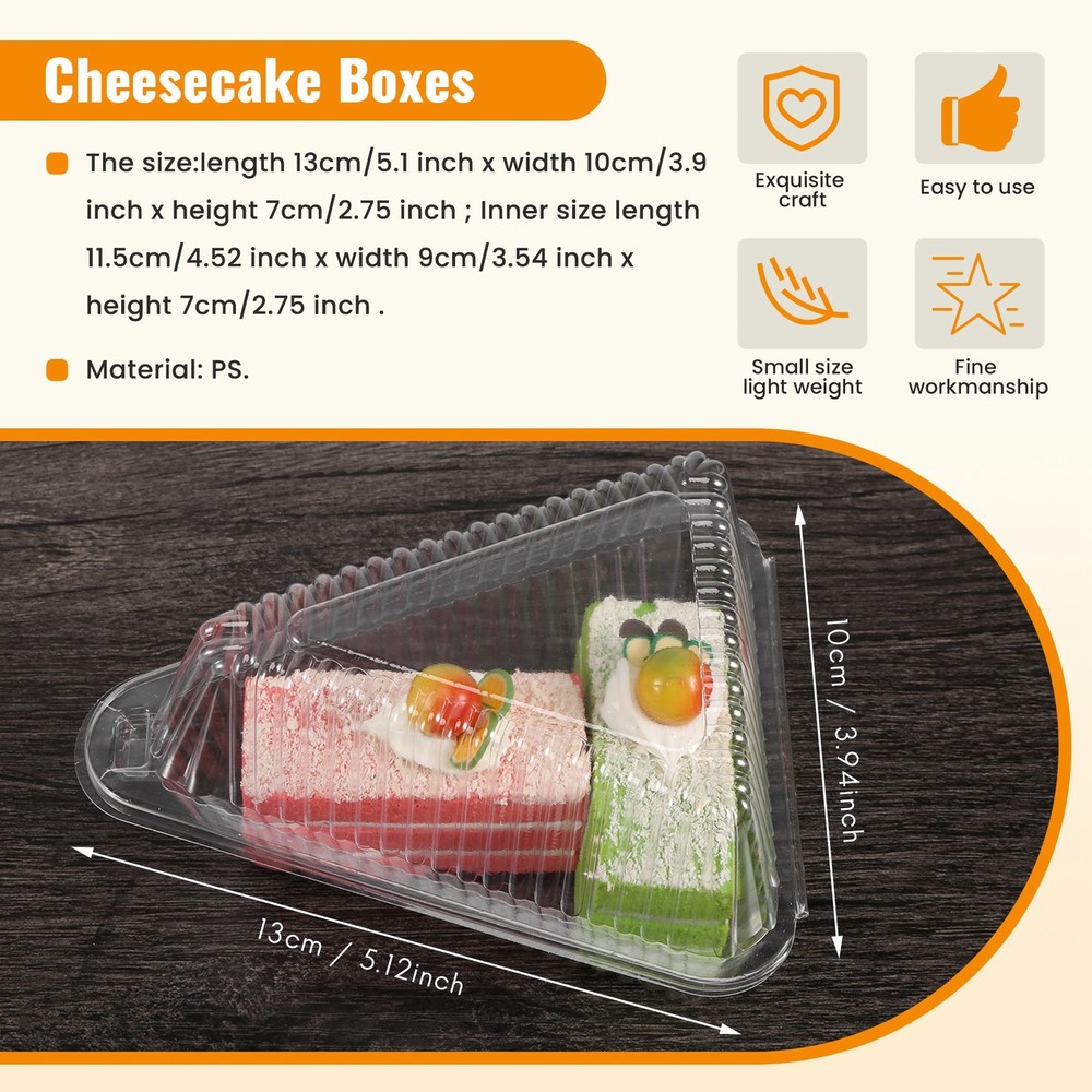 100Pcs Triangle Cheesecake Boxes Cake Box Triangle Pie Holders Cake6649