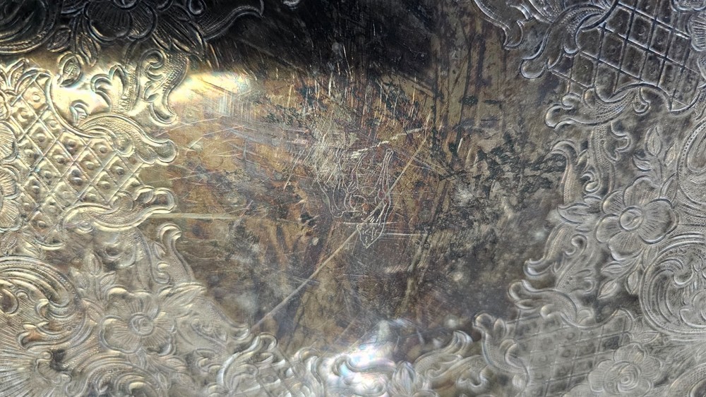 International Silver Co 12.25" silverplate serving tray equestrian trophy