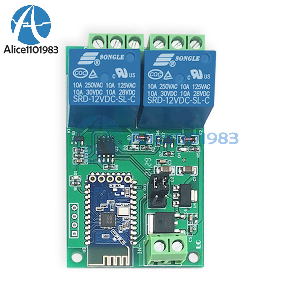 DC 12V 2CH Bluetooth Relay Module Smart Home Mobile APP Remote Control Switch