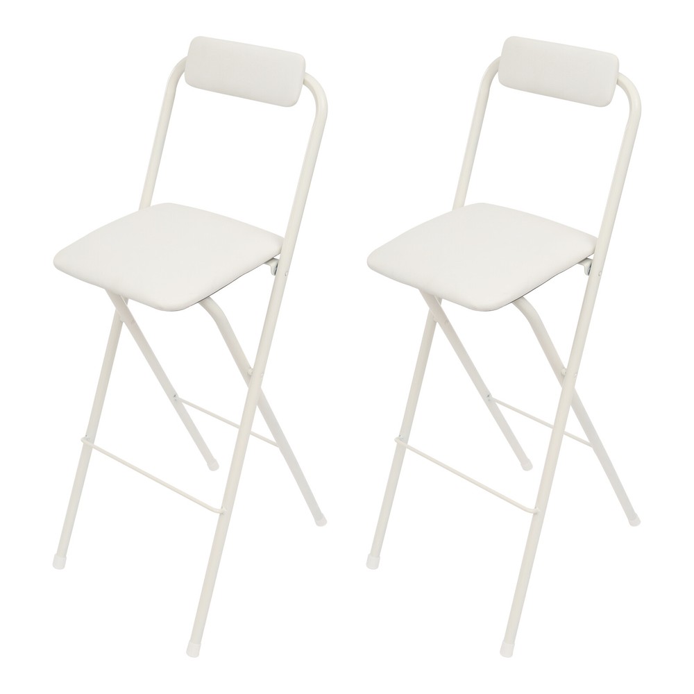 2PCS Modern Folding Bar Chairs, Space-Saving Design, Comfortable Seating White