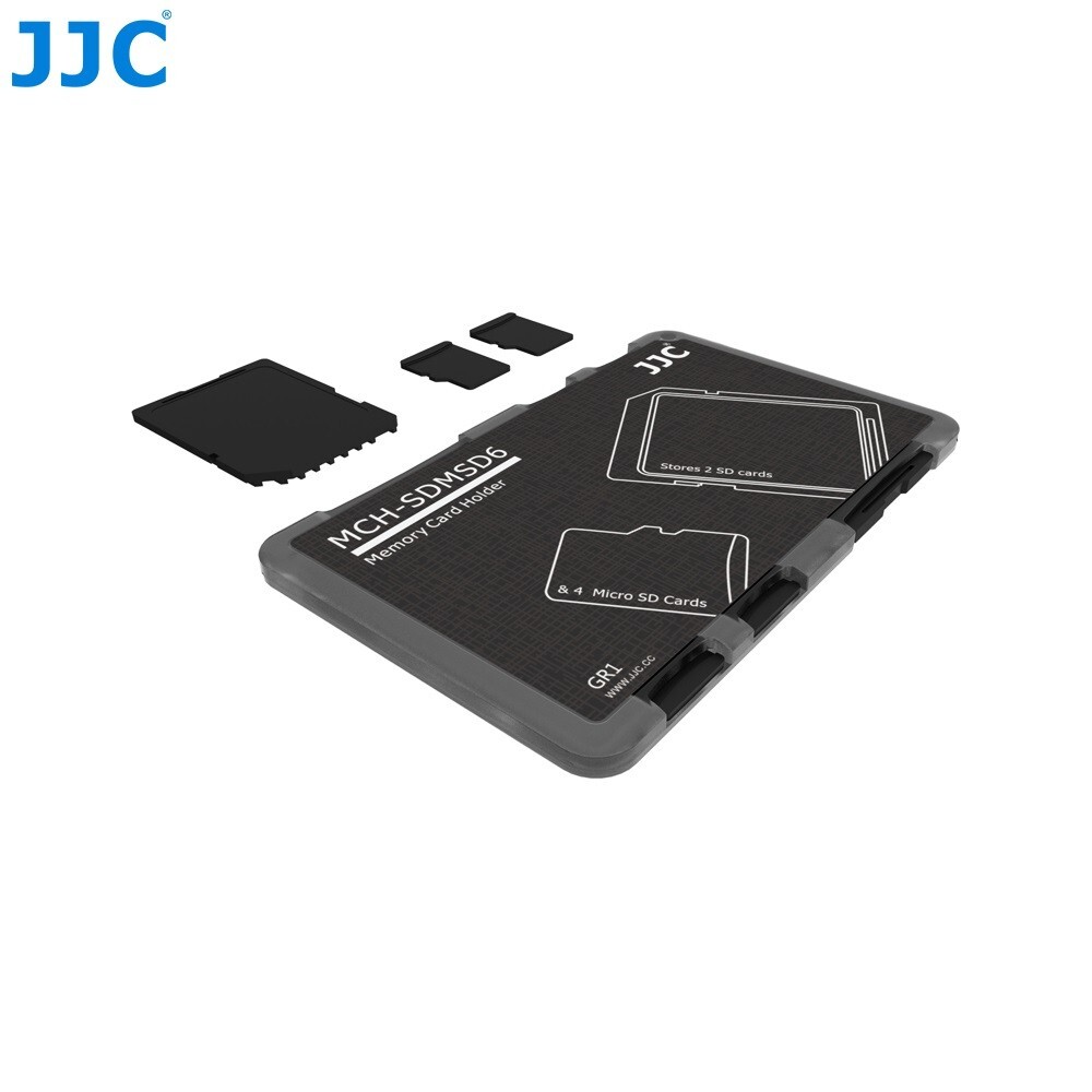 JJC Memory Card Case for 4x microSD + 2x SD Cards Gray Model MCH-SDMSD6GR