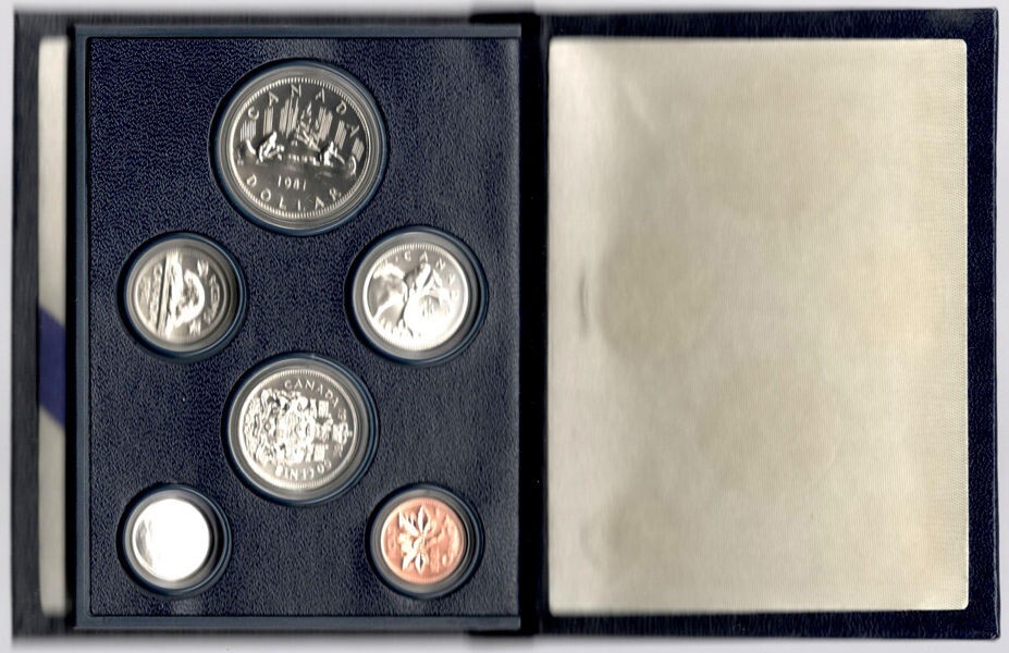 1981 CANADA - OFFICIAL SPECIMEN SET (6) w/ VOYAGEUR $1 DOLLAR - RCM PKG