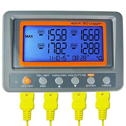 Nice Gain Express AZ Instruments 4 Channel K Type THERMOMETER SD Card DataLogger