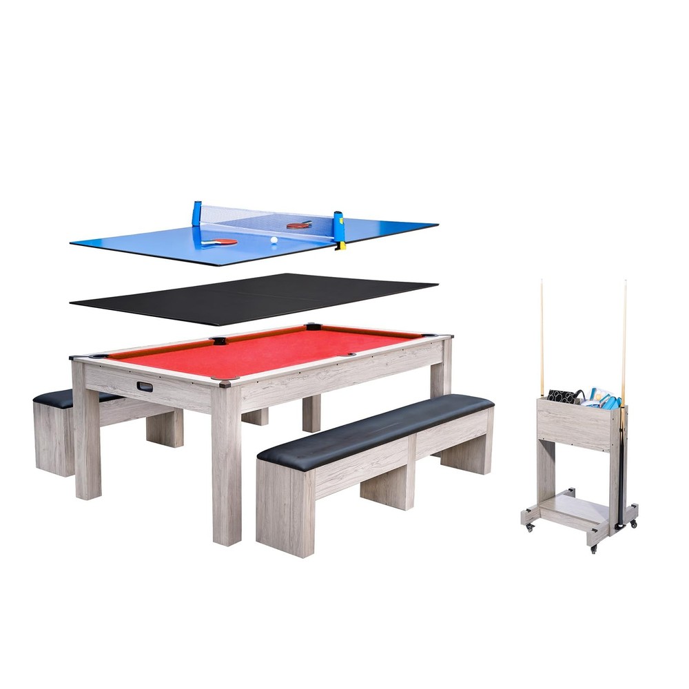 7FT 3-In-1 Combination Table Includes Billiards, Table Tennis, & Dining Table