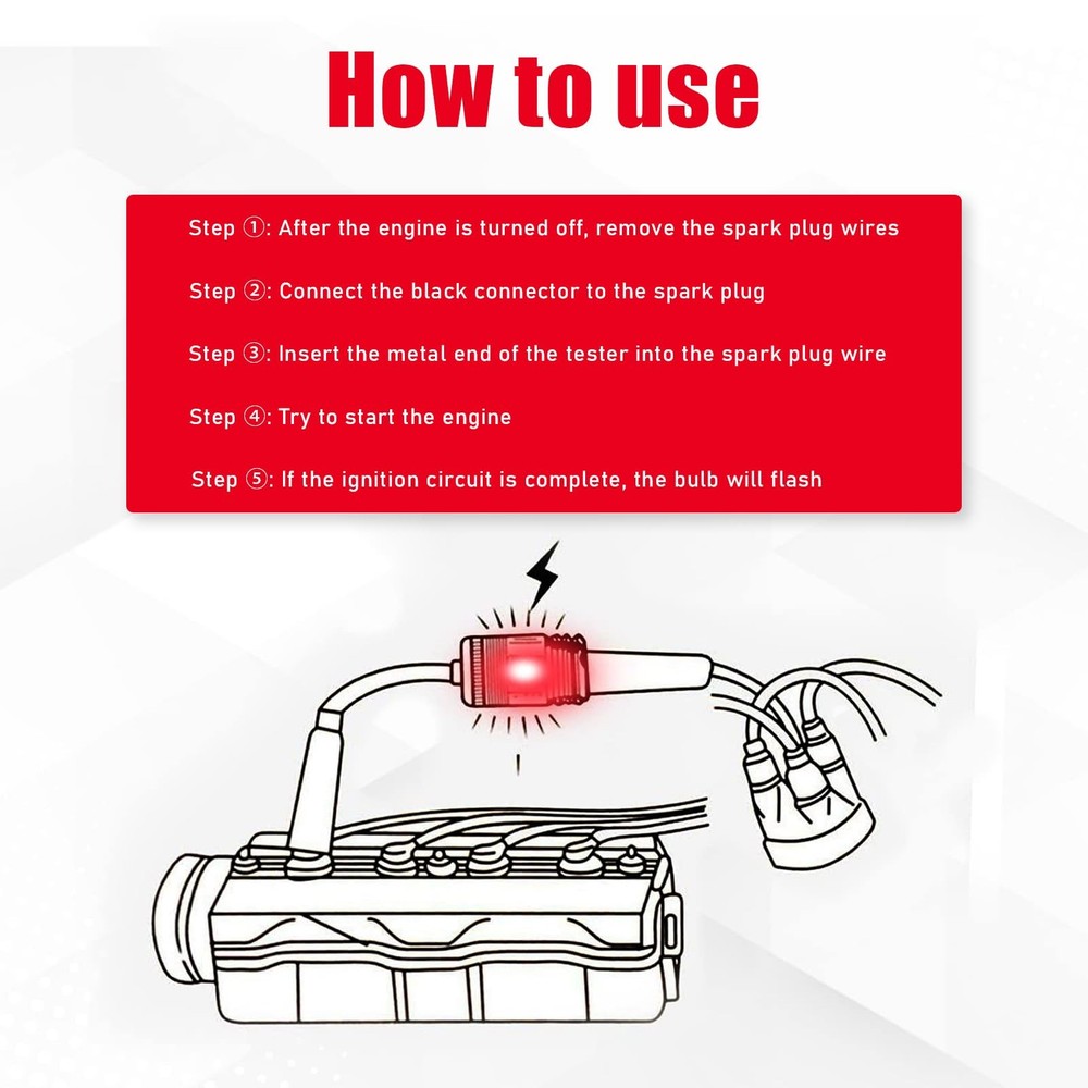Kewucn 2 Pcs Inline Spark Plug Tester, Engine Ignition 2 PCS, black