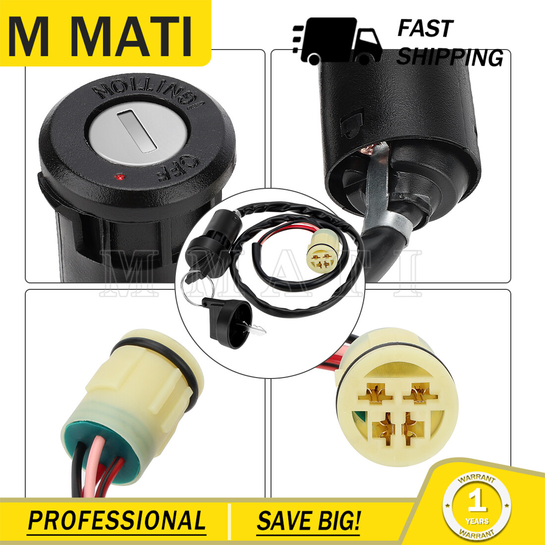 Ignition Key Switch for Honda TRX450ES TRX450S Foreman 4X4 1998 1999 2000 - 2004