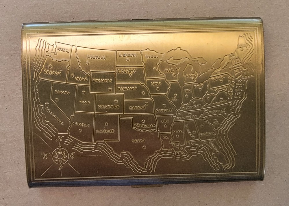Vintage USA  Map Cigarette Case