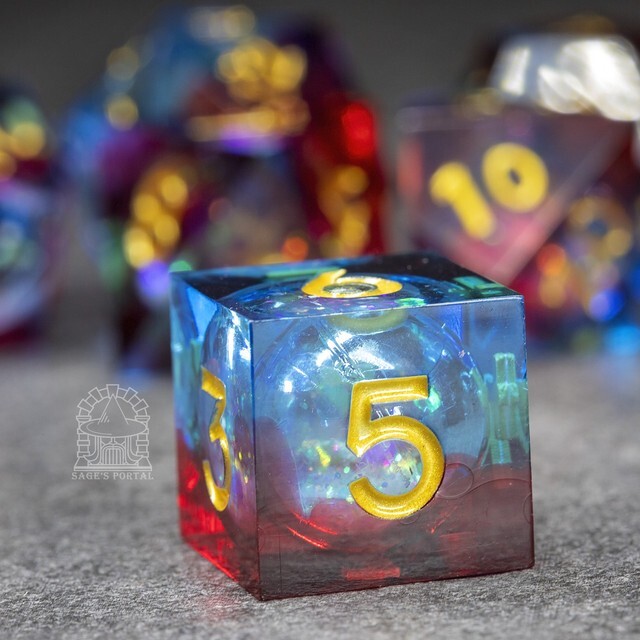 Sage's Spirits - Ember Spirits Liquid Core Sharp Edge Resin Dice Set