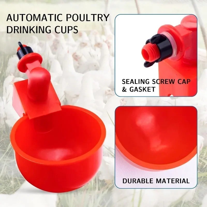 10PCS Chicken Waterer Cups 3/8 Inch Thread Poultry Drinking Feeder
