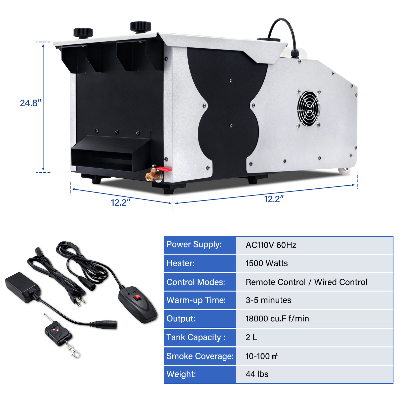 1500W Low Lying Smoke Fog Machine DJ Stage Dry Ice Ground Fogger With Remote US