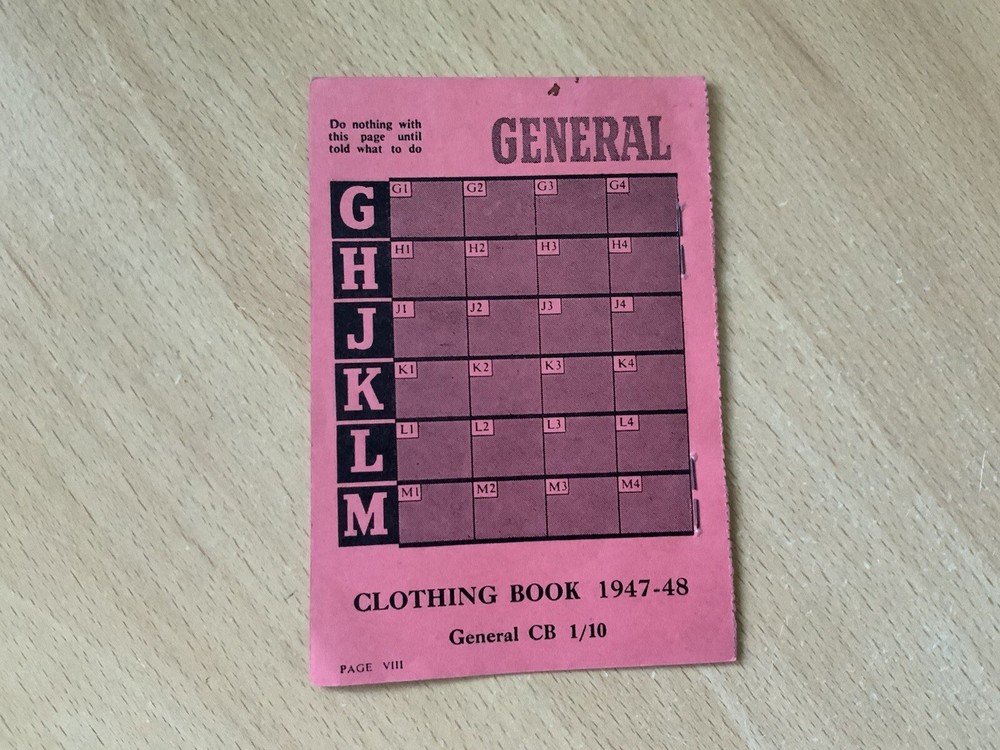 CLOTHING BOOK 1947-48 - COMPLETE UNUSED