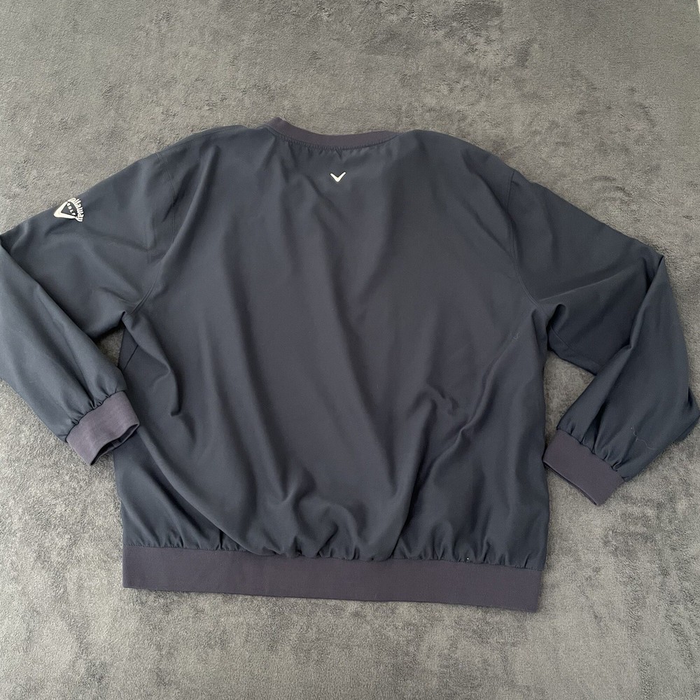 Callaway Pullover Jacket Mens L Blue V Neck Lined Microfiber Performance Golf