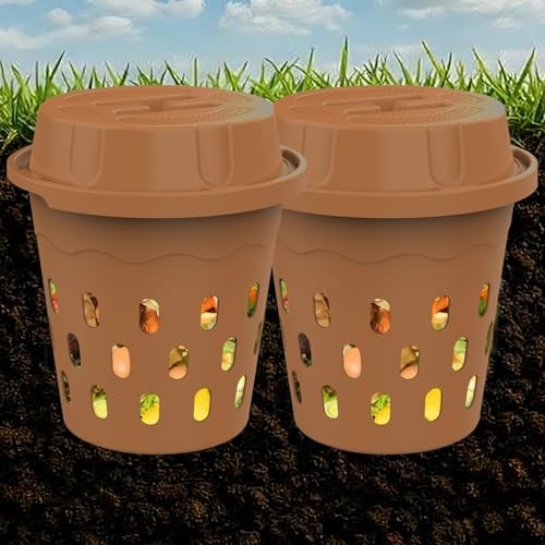 2-Pack InGround Compost Bin for Garden Beds, 8L Worm Composter 2 Pack Brown
