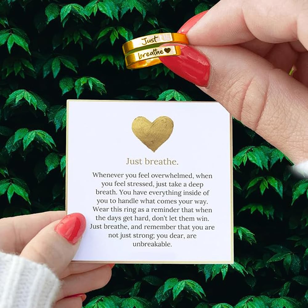 LIU JUN Just Breathe Ring, Gold Stainless Steel Adjustable Spiral Heart Wrap