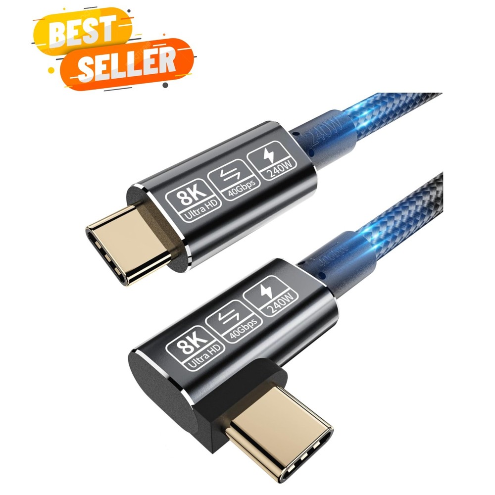 Compact 3.3FT USB C Thunderbolt Cable - 240W PD Charging & 40Gbps Transfer Speed