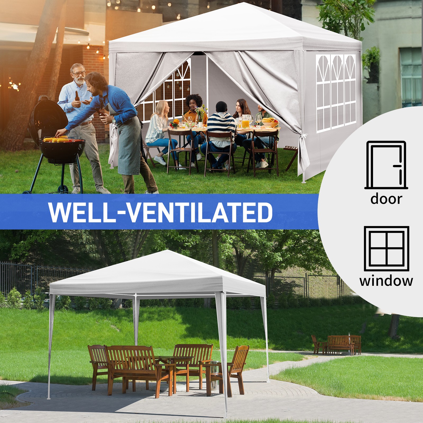 10'x10' Outdoor Canopy Party Wedding Tent Pavilion Gazebo Event 4 Wall White