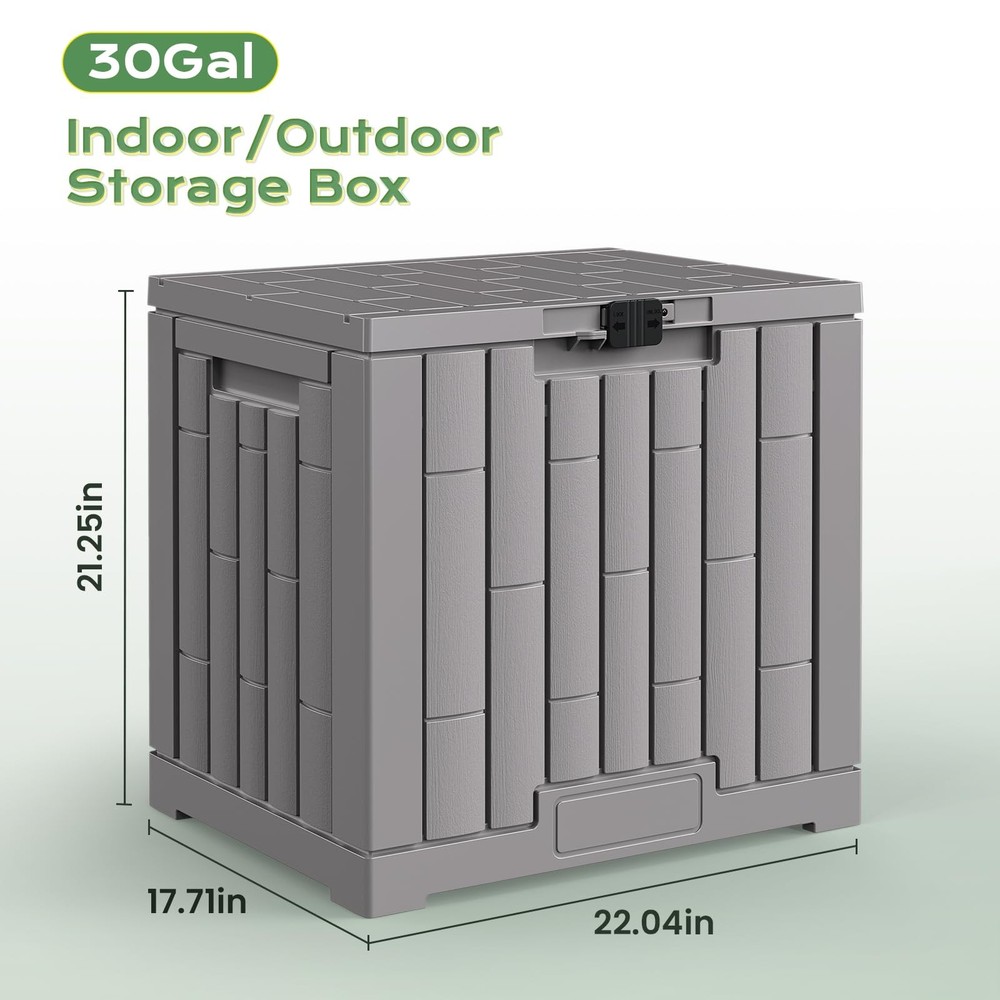 Deck 30 Gal, UV Resistant & Waterproof Outdoor Storage with Lock, Easy Assemb...