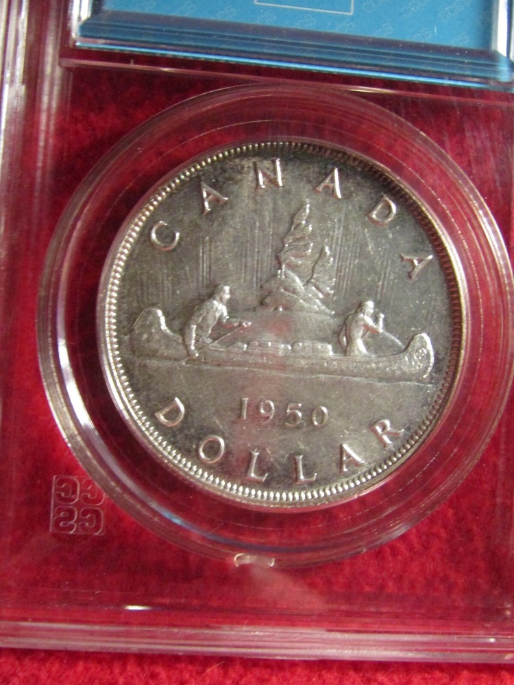 1950 CANADA SILVER DOLLAR..." ARNPRIOR ".. CCCS CERTIFIED MINT STATE 62
