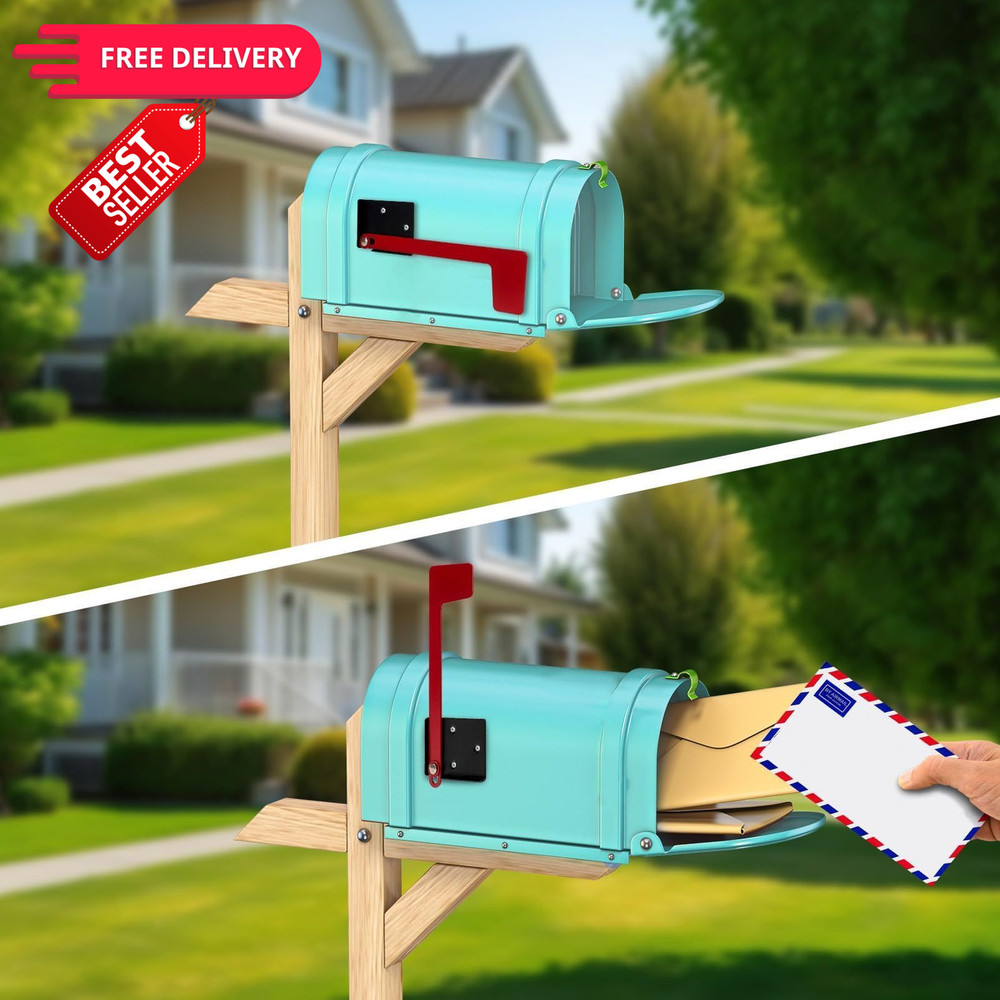 Merear Mailbox Flag Replacement Kit, Galvanized Steel for Mailbox, Red