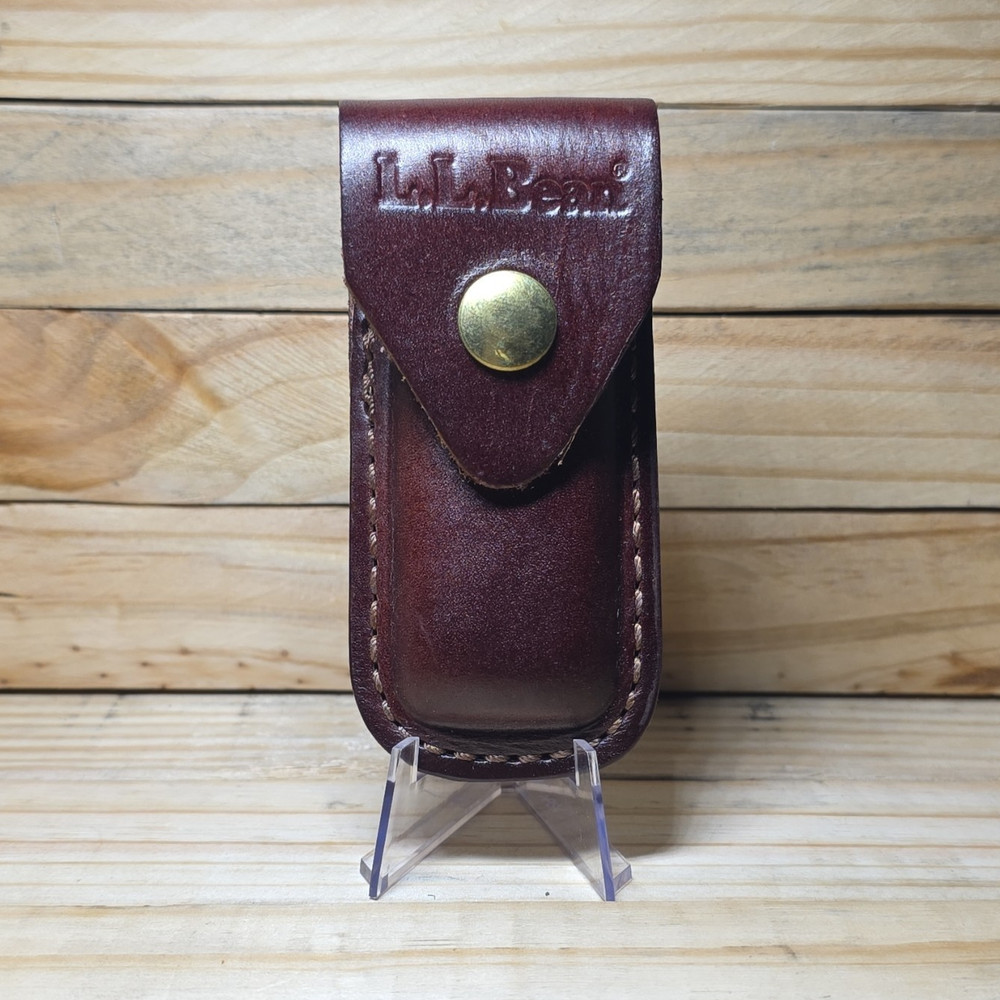 LL Bean Vintage Leather Sheath Brown Retaining Flap Snap