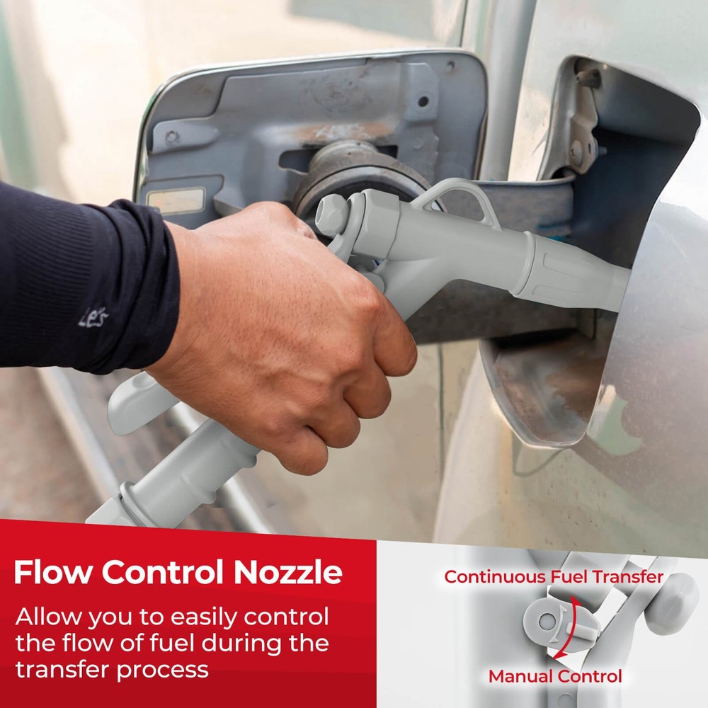 Fuel Transfer Pump w/Hand Trigger Nozzle for Flow Control & Stop Extra Long Hose