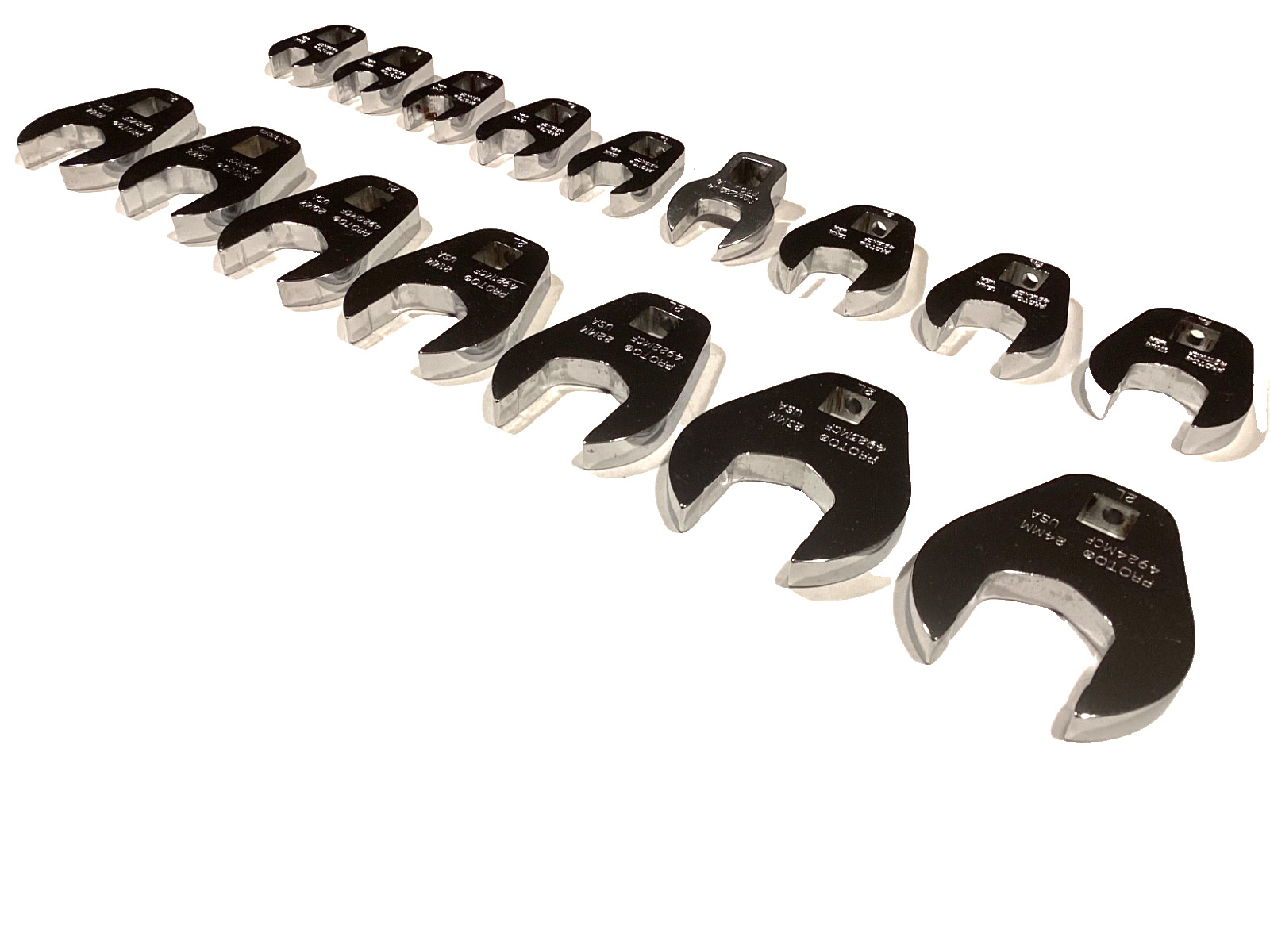 Proto And Snap On Tools USA Metric 16 Piece 3/8” Drive Crowfoot Wrench Set MINT