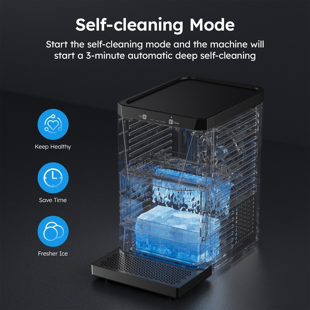Ball Ice Maker Machine with Self-Cleaning Function - Makes Crystal Clear