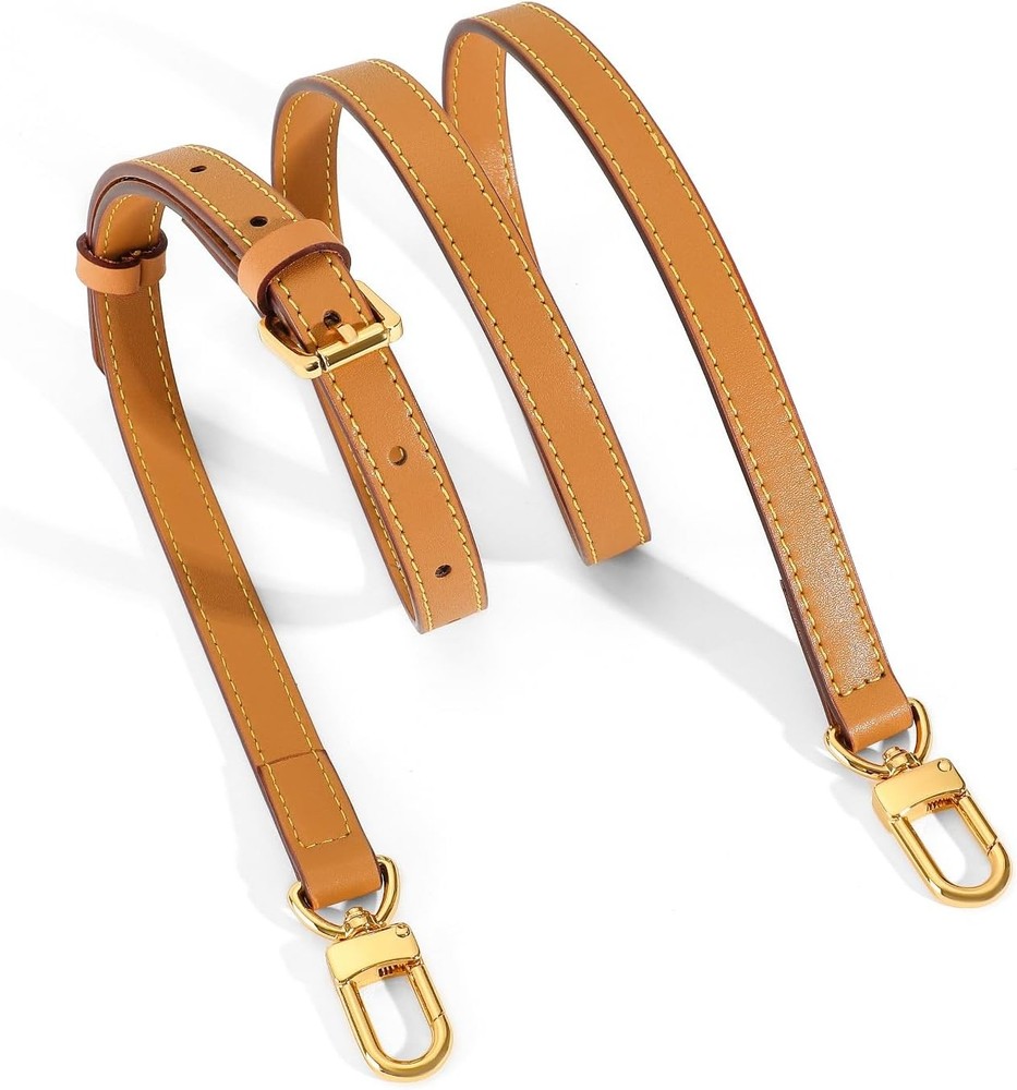 Vachetta Leather Replacement Adjustable Shoulder Apricot Yellow-width: 0.6 in