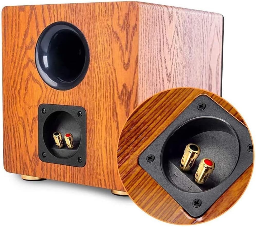 2 Pcs 3.1” Double Binding round Gold Plate Push Spring Loaded Jacks Speaker Box