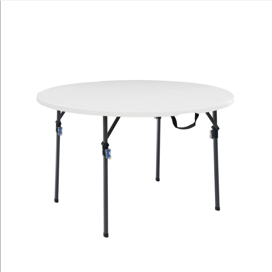 4ft Foldable Round Table White Plastic Indoor Outdoor Portable Use
