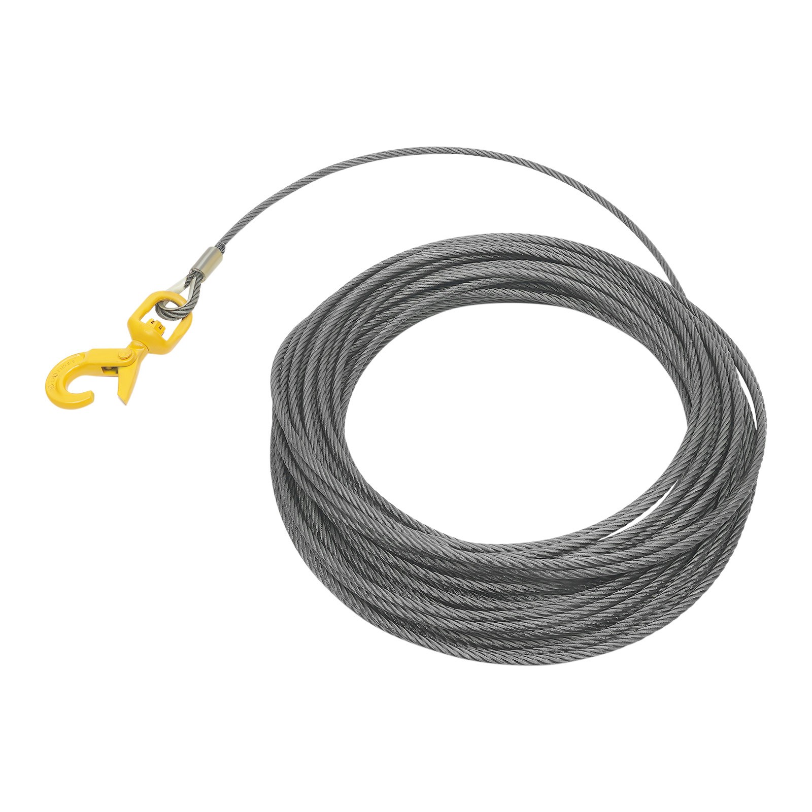 Winch Cable Carbon Steel Core Wire Rope 3/8"x150' 12566lb Self Lock Swivel Hook