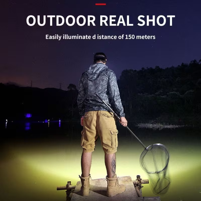 (2)Strong LED Headlamp with 4 Light Modes – USB Charging Head-Mounted Flashlight