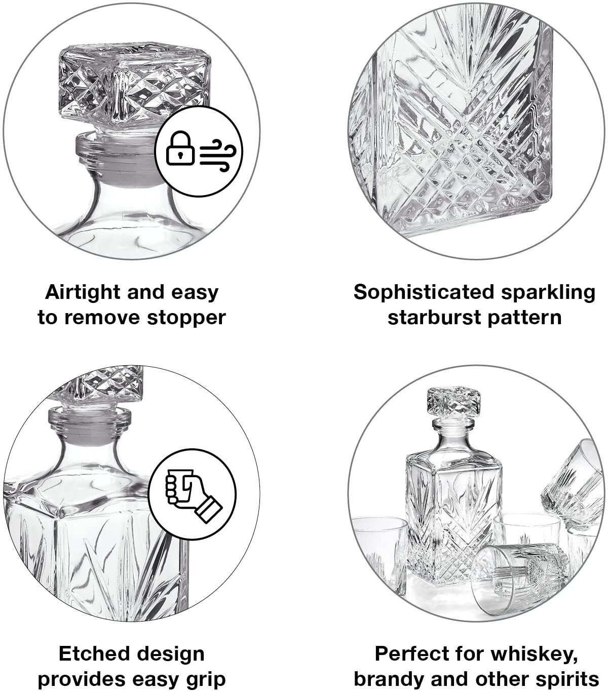 Bormioli Rocco Selecta Collection Whiskey Decanter, 33.75 oz, Clear