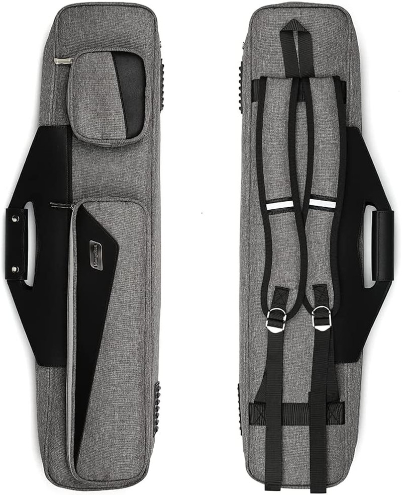 Grey Pool Cue Case 4X4 with Backpack Straps Carrying Case for 4 Pool Cues
