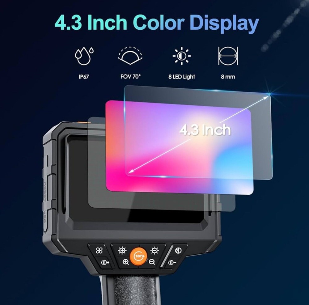 SKYBASIC Endoscope Camera with Light, 4.3'' LCD Screen HD Digital Handheld