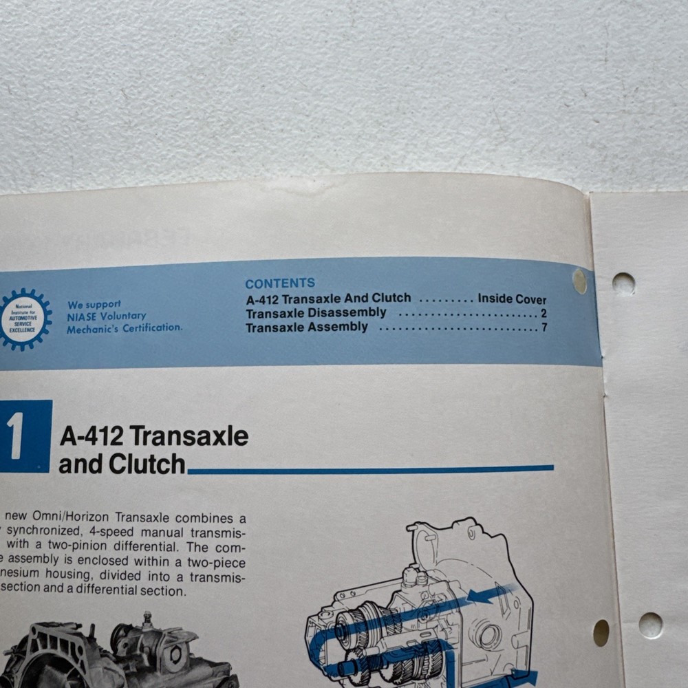 Chrysler Dodge 1978 Servicing The A-412 Transaxle And Clutch Reference Book