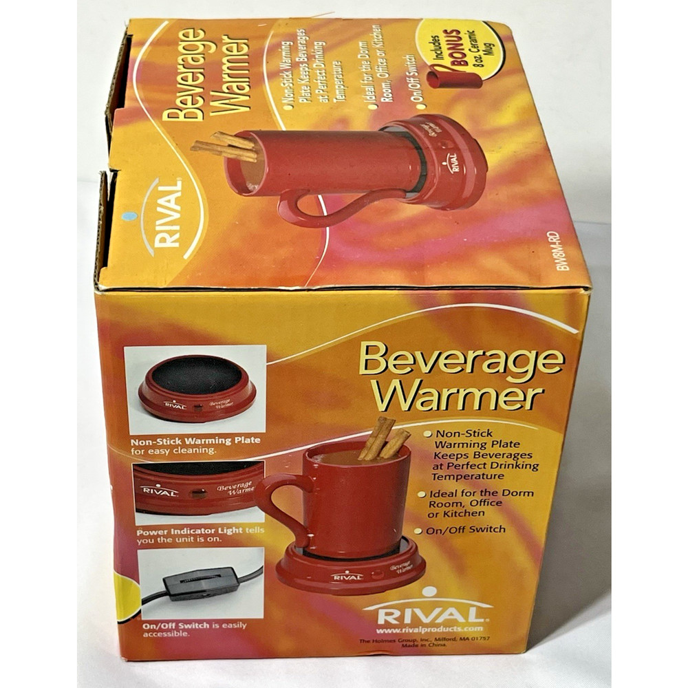 Rival Beverage Soup Warmer Includes 8 Oz Ceramic Mug Office Dorm Red New