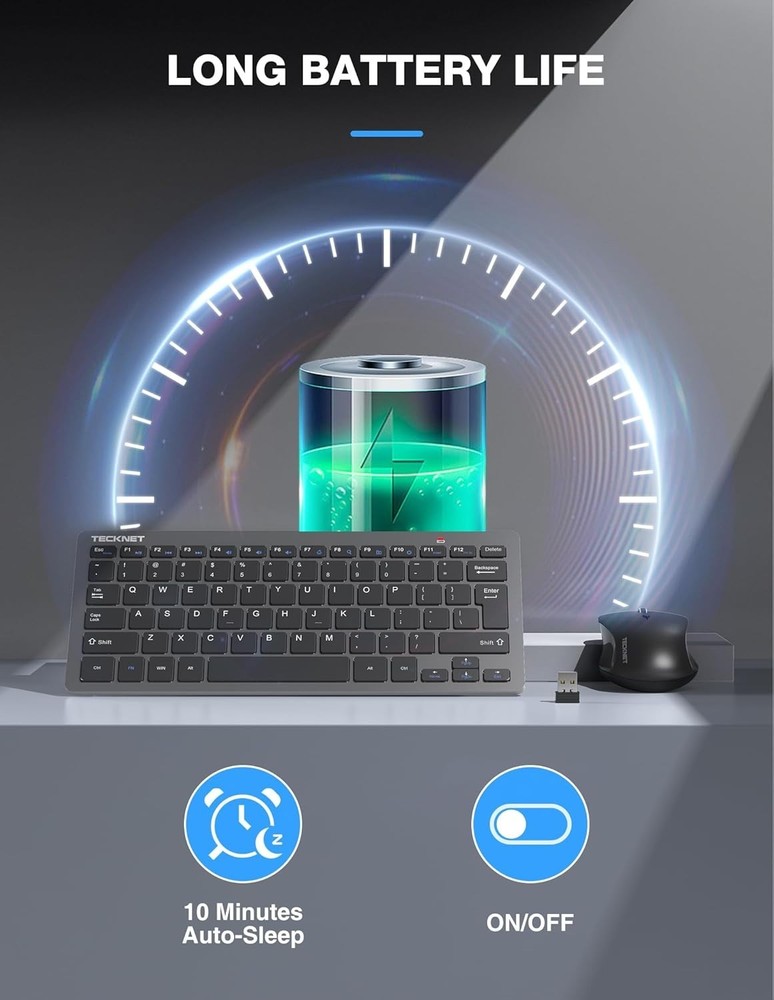 Wireless Keyboard and Mouse Combo, Mini Cordless Computer Keyboard and Mouse ...