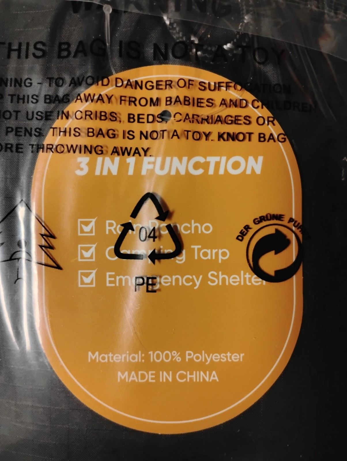 PTEROMY Hooded Rain Poncho Raincoat Waterproof Adult Hiking Camping NEW