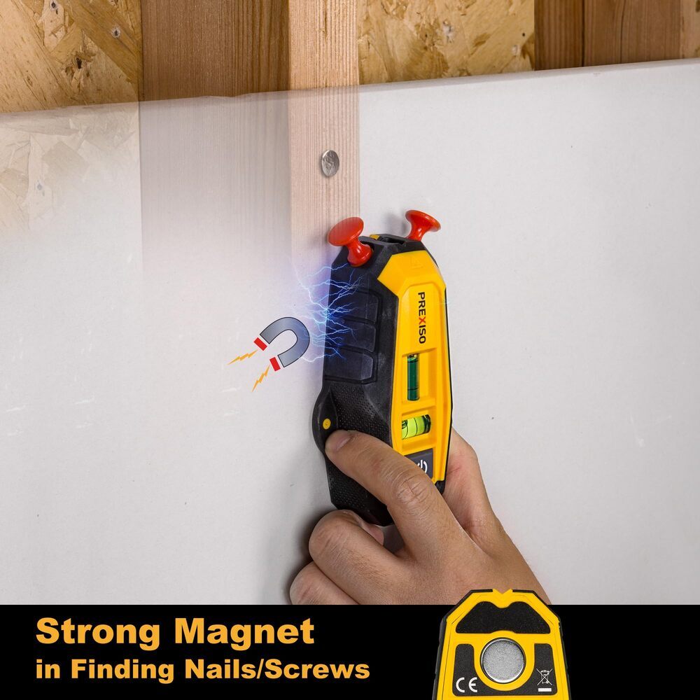 PREXISO 2-in-1 Magnetic Stud Finder with Laser Level Compact Wood&Metal Detector
