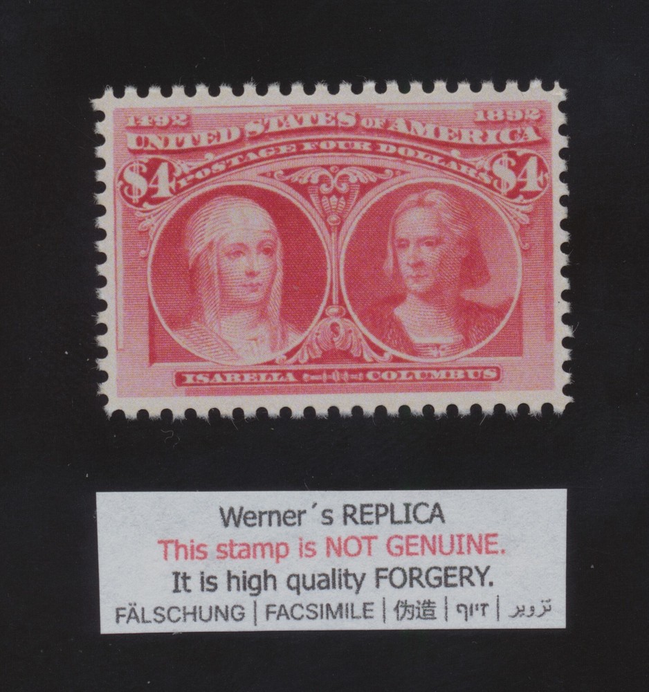 FORGERY - Werner's REPLICA - USA 1893 Columbian $4 - Sc 244