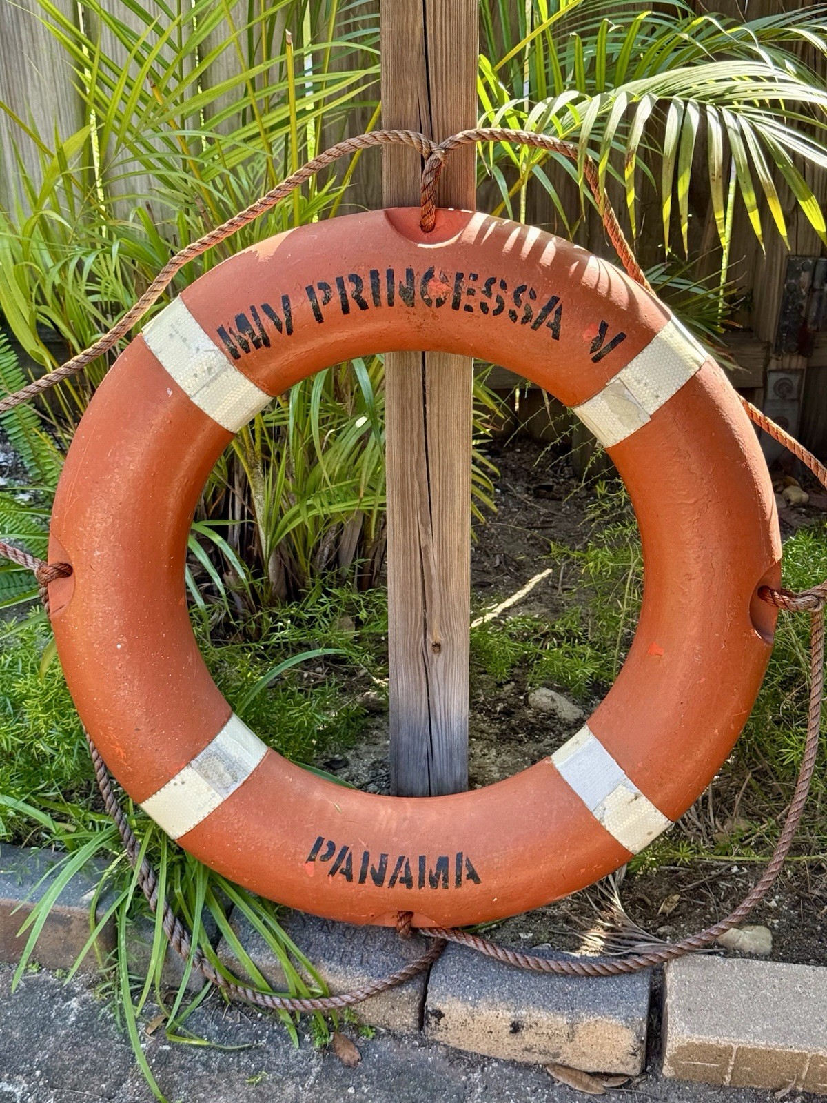 Vintage Boat Life Preserver Ring Buoy Nautical MV PRINCESSA V PANAMA 30"