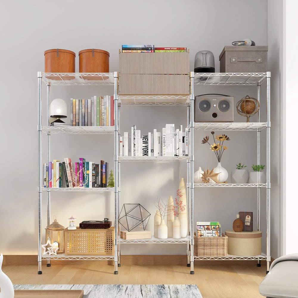 Adjustable Storage Shelves Wire Unit Multiple rows Shelving, 62.9*59.06*13''